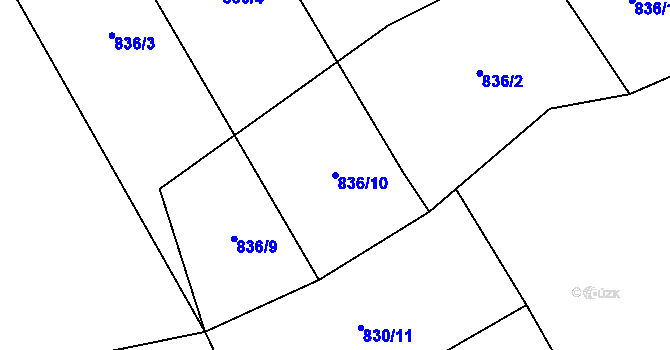 Parcela st. 836/10 v KÚ Bližanovy, Katastrální mapa