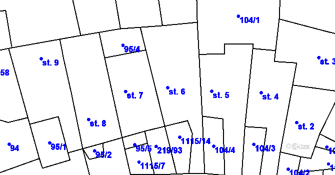 Parcela st. 6 v KÚ Kvasetice, Katastrální mapa