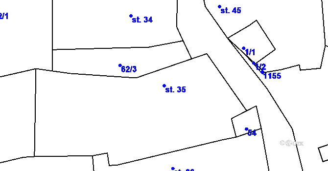 Parcela st. 35 v KÚ Kvasetice, Katastrální mapa
