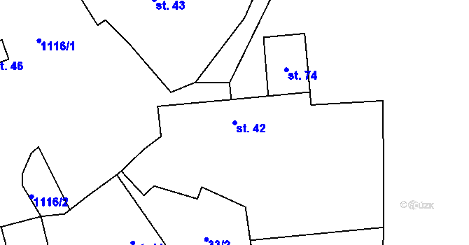 Parcela st. 42 v KÚ Kvasetice, Katastrální mapa