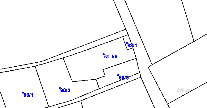 Parcela st. 56 v KÚ Kvasetice, Katastrální mapa