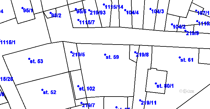 Parcela st. 59 v KÚ Kvasetice, Katastrální mapa