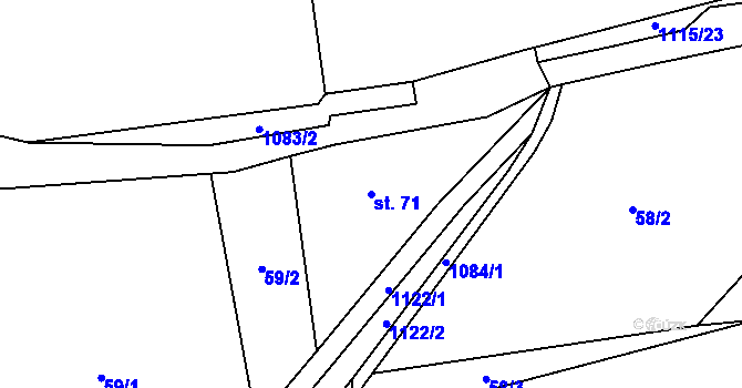 Parcela st. 71 v KÚ Kvasetice, Katastrální mapa