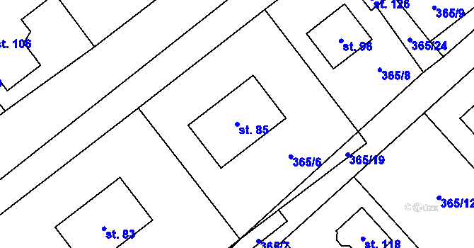 Parcela st. 85 v KÚ Kvasetice, Katastrální mapa