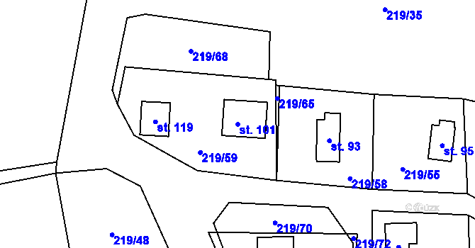 Parcela st. 101 v KÚ Kvasetice, Katastrální mapa