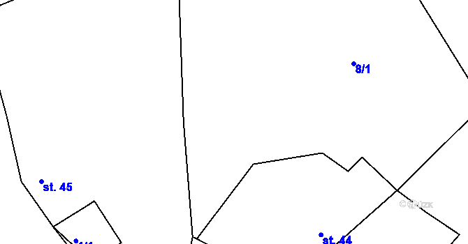 Parcela st. 8/2 v KÚ Kvasetice, Katastrální mapa