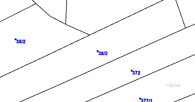 Parcela st. 38/2 v KÚ Kvasetice, Katastrální mapa