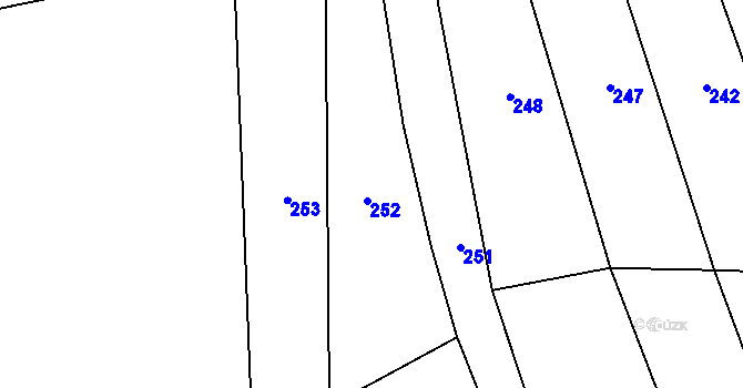 Parcela st. 252 v KÚ Kvasetice, Katastrální mapa
