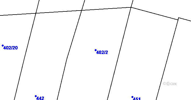 Parcela st. 402/2 v KÚ Kvasetice, Katastrální mapa