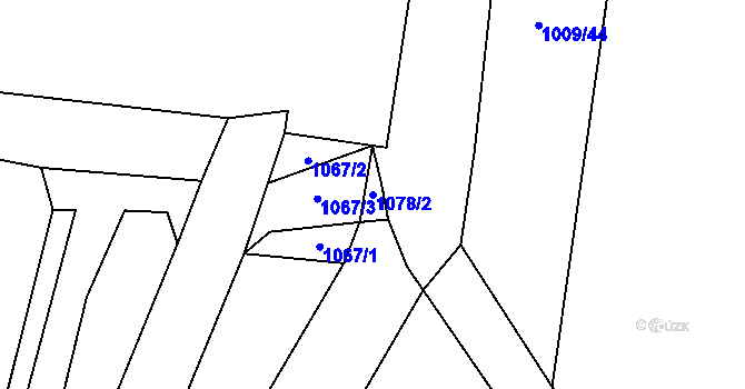 Parcela st. 1078/2 v KÚ Kvasetice, Katastrální mapa