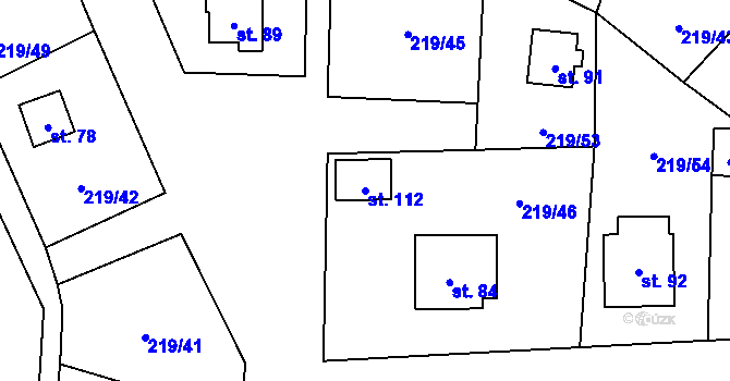 Parcela st. 112 v KÚ Kvasetice, Katastrální mapa