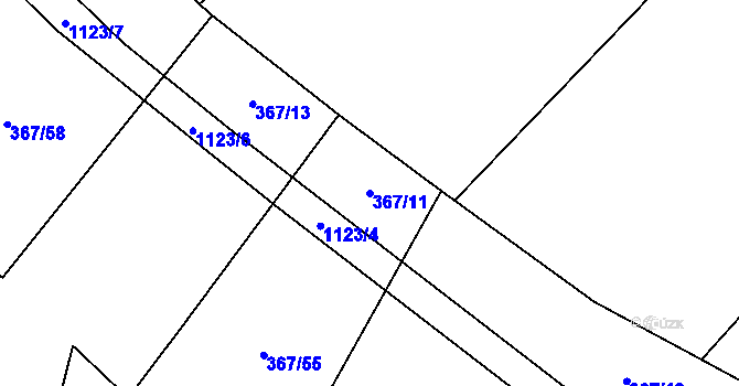 Parcela st. 367/11 v KÚ Kvasetice, Katastrální mapa