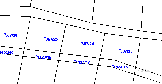 Parcela st. 367/24 v KÚ Kvasetice, Katastrální mapa
