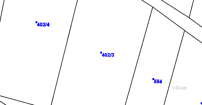 Parcela st. 402/3 v KÚ Kvasetice, Katastrální mapa