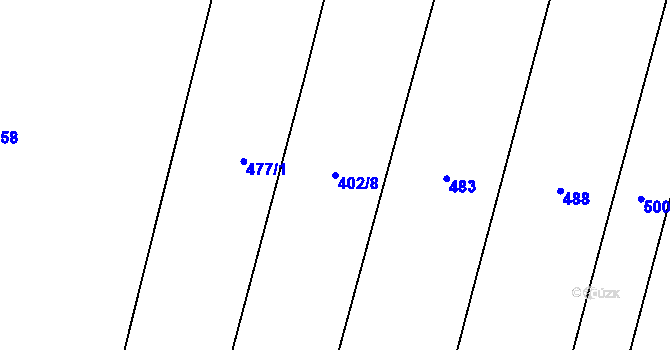 Parcela st. 402/8 v KÚ Kvasetice, Katastrální mapa