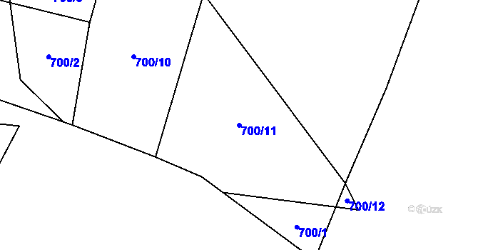 Parcela st. 700/11 v KÚ Kvasetice, Katastrální mapa