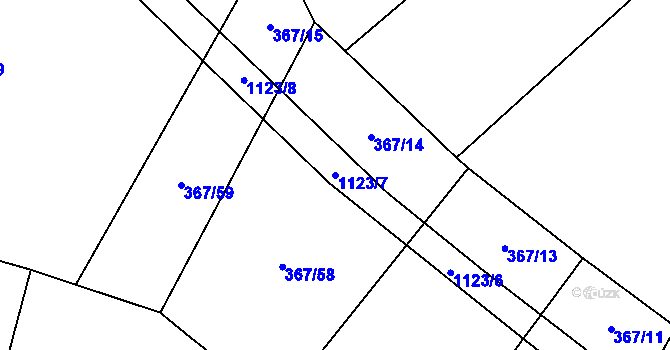 Parcela st. 1123/7 v KÚ Kvasetice, Katastrální mapa