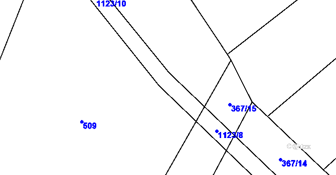 Parcela st. 1123/9 v KÚ Kvasetice, Katastrální mapa