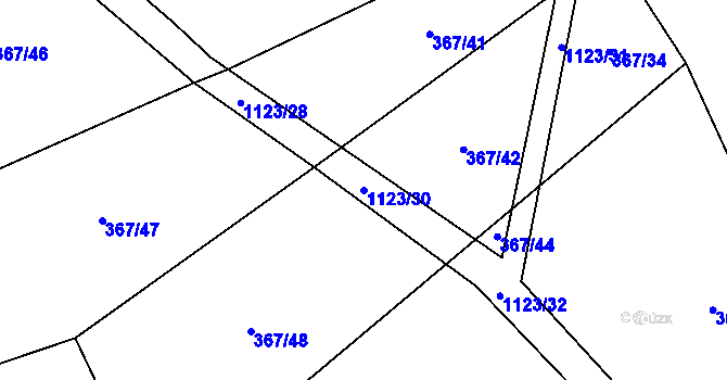 Parcela st. 1123/30 v KÚ Kvasetice, Katastrální mapa