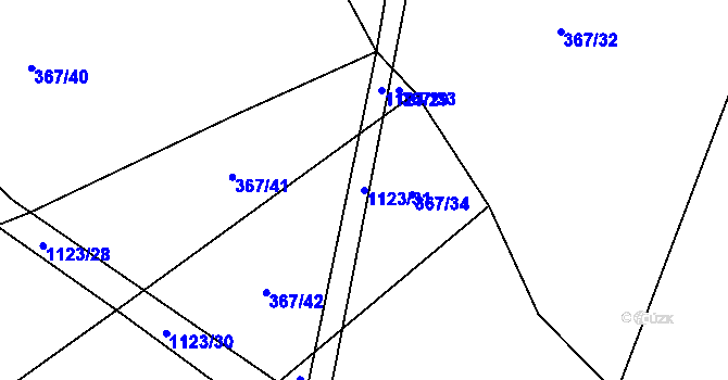 Parcela st. 1123/31 v KÚ Kvasetice, Katastrální mapa
