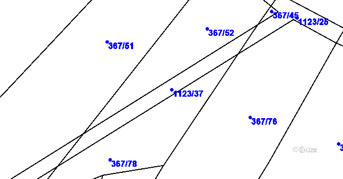 Parcela st. 1123/37 v KÚ Kvasetice, Katastrální mapa