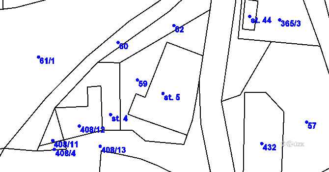 Parcela st. 5 v KÚ Lovčice u Klatov, Katastrální mapa