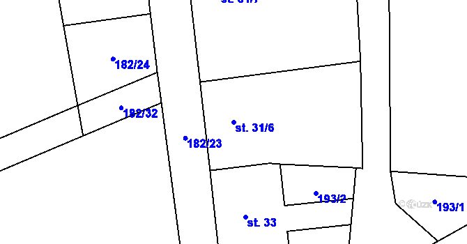 Parcela st. 31/6 v KÚ Lovčice u Klatov, Katastrální mapa
