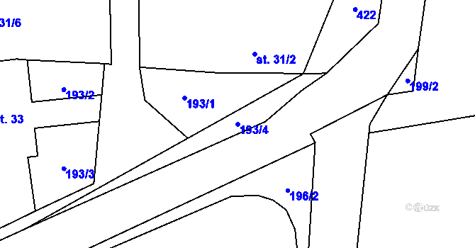 Parcela st. 193/4 v KÚ Lovčice u Klatov, Katastrální mapa