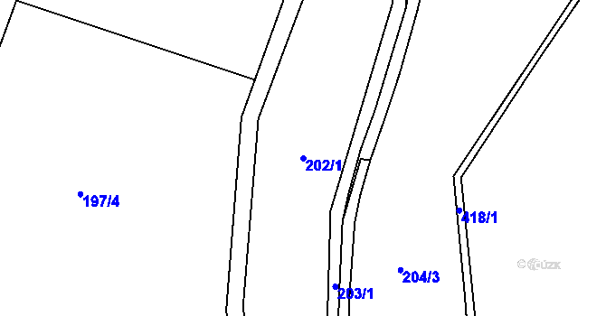 Parcela st. 202/1 v KÚ Lovčice u Klatov, Katastrální mapa