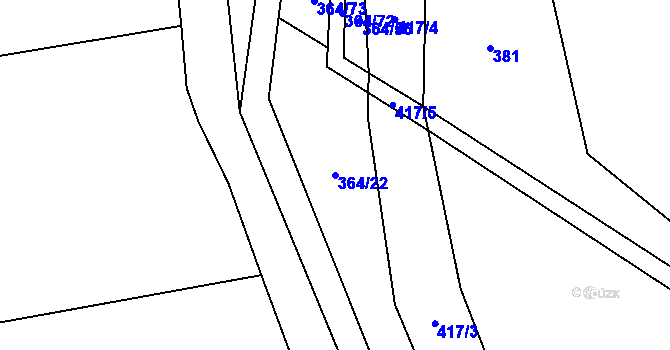 Parcela st. 364/22 v KÚ Lovčice u Klatov, Katastrální mapa