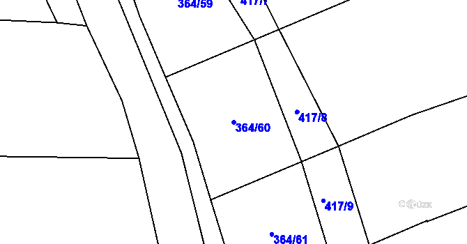 Parcela st. 364/60 v KÚ Lovčice u Klatov, Katastrální mapa