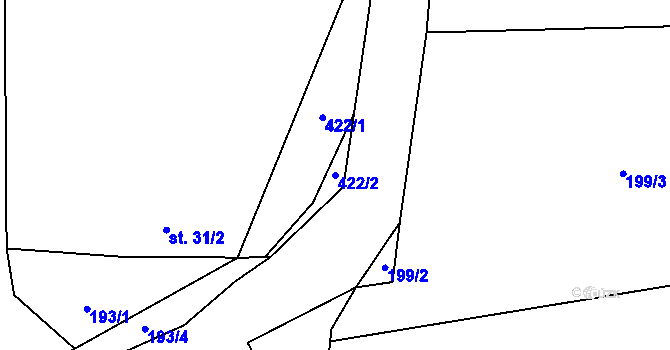 Parcela st. 422/2 v KÚ Lovčice u Klatov, Katastrální mapa