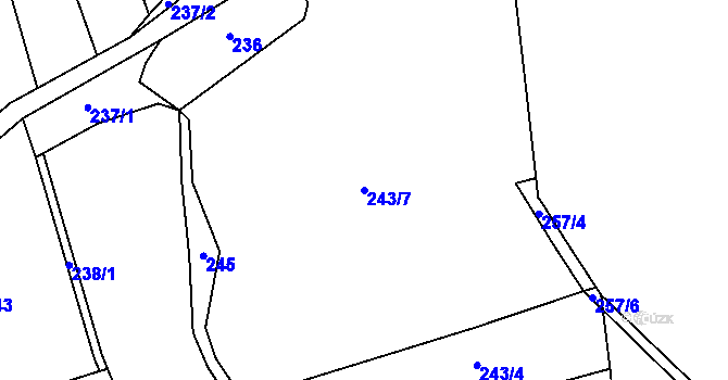 Parcela st. 243/7 v KÚ Pohoří u Lovčic, Katastrální mapa