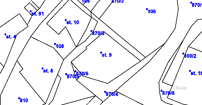 Parcela st. 9 v KÚ Štipoklasy u Lovčic, Katastrální mapa