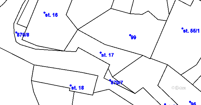 Parcela st. 17 v KÚ Štipoklasy u Lovčic, Katastrální mapa
