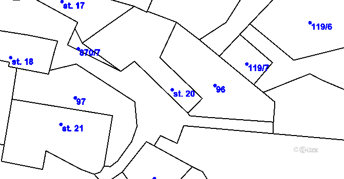 Parcela st. 20 v KÚ Štipoklasy u Lovčic, Katastrální mapa