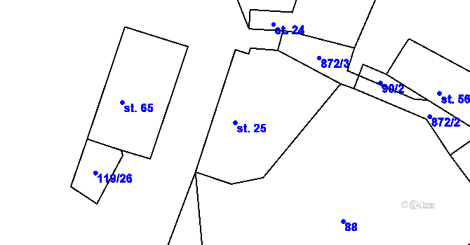 Parcela st. 25 v KÚ Štipoklasy u Lovčic, Katastrální mapa