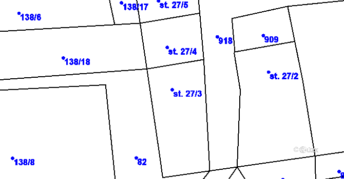Parcela st. 27/3 v KÚ Štipoklasy u Lovčic, Katastrální mapa