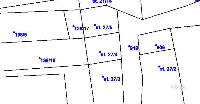 Parcela st. 27/4 v KÚ Štipoklasy u Lovčic, Katastrální mapa