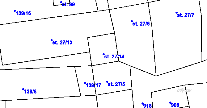 Parcela st. 27/14 v KÚ Štipoklasy u Lovčic, Katastrální mapa
