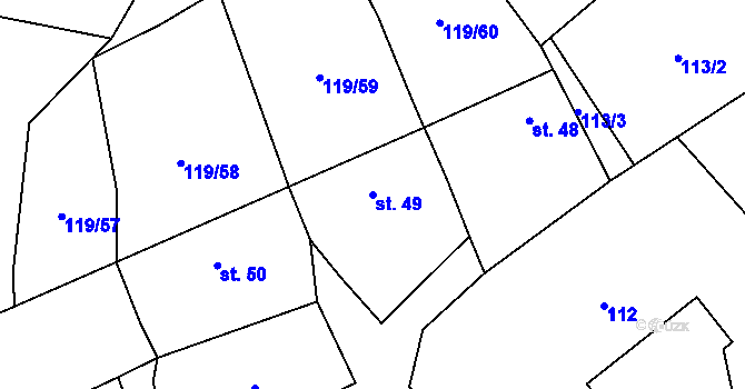 Parcela st. 49 v KÚ Štipoklasy u Lovčic, Katastrální mapa