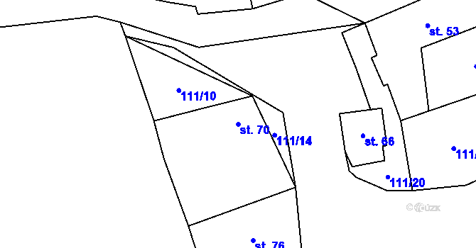 Parcela st. 70 v KÚ Štipoklasy u Lovčic, Katastrální mapa