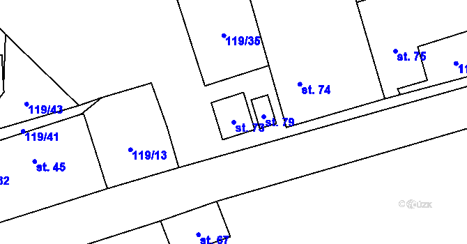 Parcela st. 73 v KÚ Štipoklasy u Lovčic, Katastrální mapa