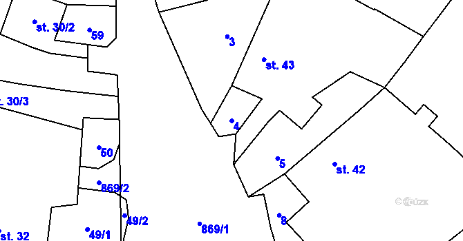 Parcela st. 4 v KÚ Štipoklasy u Lovčic, Katastrální mapa