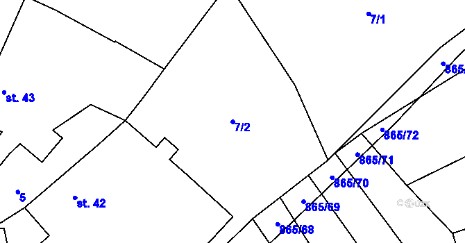 Parcela st. 7/2 v KÚ Štipoklasy u Lovčic, Katastrální mapa