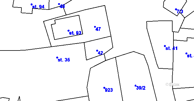 Parcela st. 42 v KÚ Štipoklasy u Lovčic, Katastrální mapa