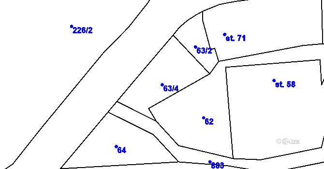 Parcela st. 63/4 v KÚ Štipoklasy u Lovčic, Katastrální mapa