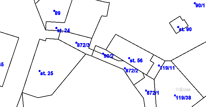 Parcela st. 90/2 v KÚ Štipoklasy u Lovčic, Katastrální mapa