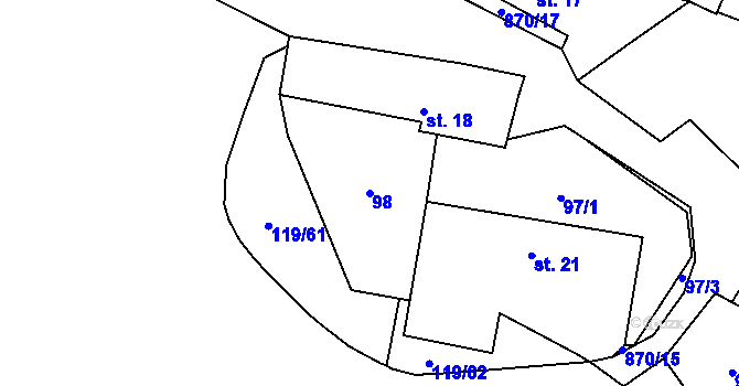 Parcela st. 98 v KÚ Štipoklasy u Lovčic, Katastrální mapa