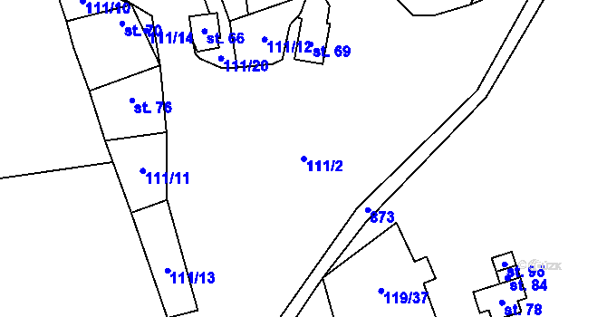 Parcela st. 111/2 v KÚ Štipoklasy u Lovčic, Katastrální mapa